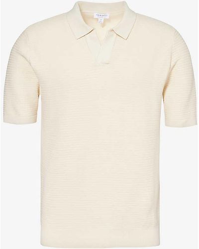 Sunspel Spread-collar Relaxed-fit Cotton-knit Polo Shirt - White
