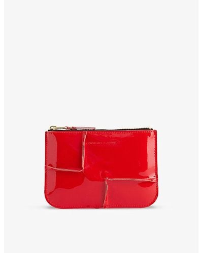 Comme des Garçons Seam-effect Patent-leather Zip-top Wallet - Red