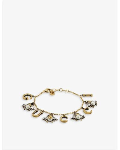 Gucci Fashion Show Brass Charm Bracelet - White