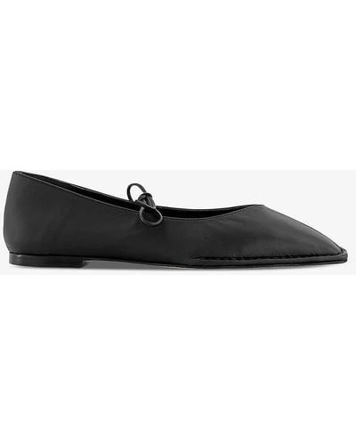 Alohas Sway Square-toe Leather Court Shoes - Black