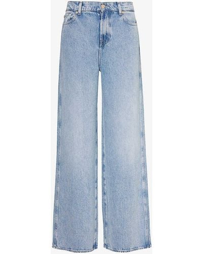 7 For All Mankind Scout Belt-loop Wide-leg Mid-rise Woven Jeans - Blue