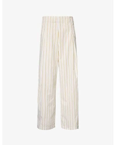 Dries Van Noten Drawstring-waistband High-rise Cotton-poplin Pants - White