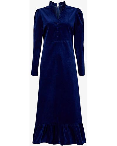Aspiga Percy V-neck Stretch-cotton Midi Dress - Blue