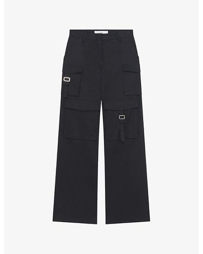 IRO Abeline Patch-pocket High-rise Organic-cotton Pants - Blue