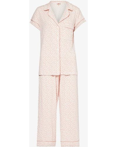 Eberjey Gisele Abstract-pattern Stretch-jersey Pyjamas - Natural