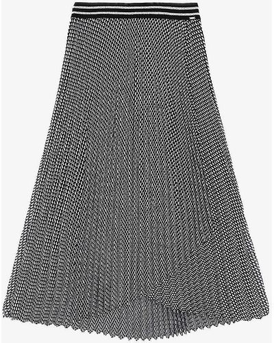 IKKS Elasticated-waistband Spot-print Pleated Woven Midi Dress - Grey