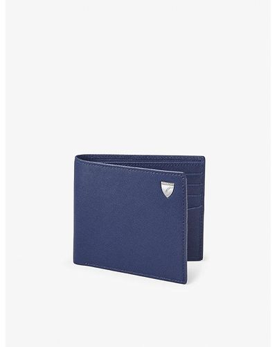 Aspinal of London Billfold Logo-plaque Leather Wallet - Blue