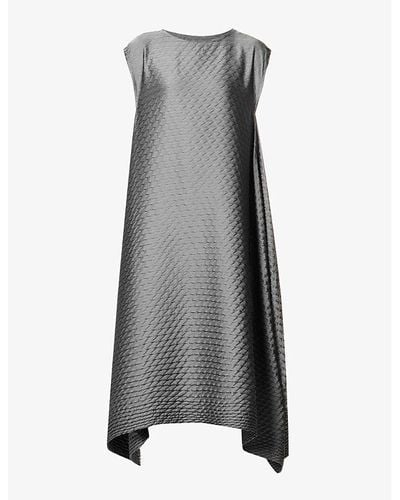 Issey Miyake Gleam Pleated Woven Midi Dress - Grey