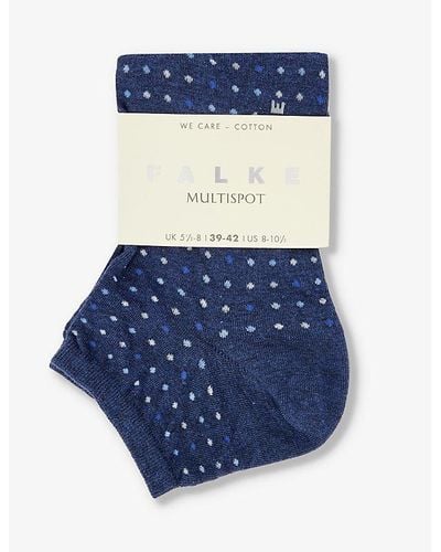 FALKE Multispot-pattern Stretch Cotton-blend Ankle Socks - Blue