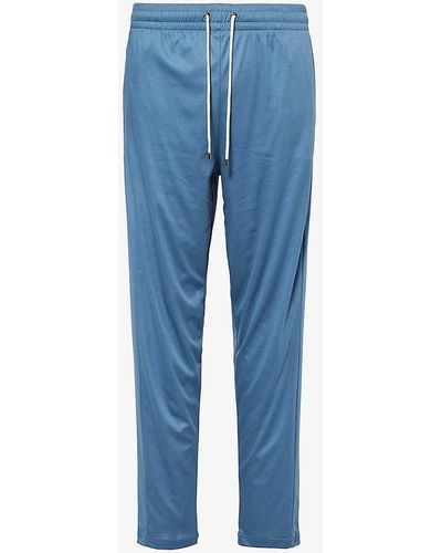 Zimmerli of Switzerland High-rise Tapered-leg Cotton-jersey Pyjama Bottoms - Blue