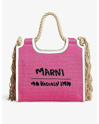 Marni X No Vacancy Inn Marcel Cotton-blend Raffia Tote Bag - Pink