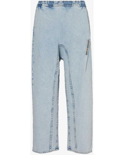 Y. Project Pinch Logo-embroidered Wide-leg Organic-denim Jeans - Blue