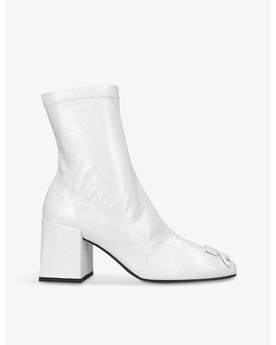 Courreges Heritage Brand-plaque Vinyl Heeled Ankle Boots - White