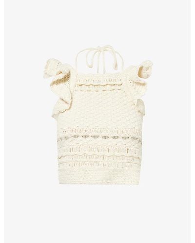 Zimmermann Waverly Ruffled Crochet Cotton Top - Natural