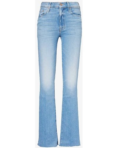 Mother The Insider Sneak Fray Slim-leg Mid-rise Stretch Jeans - Blue