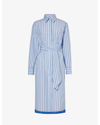 Weekend by Maxmara Edipo Striped Boxy-fit Cotton-poplin Midi Dress - Blue