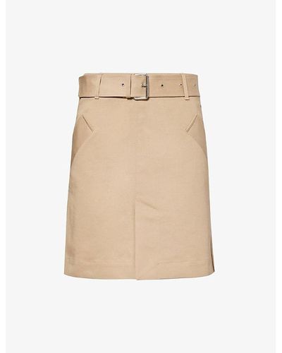 Totême Mid-rise Split-hem Cotton Mini Skirt - Natural