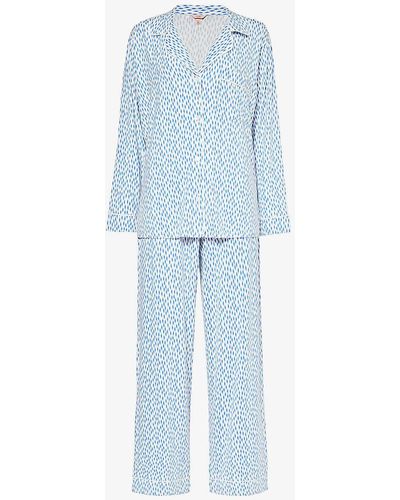 Eberjey Gisele Abstract-pattern Stretch-jersey Pyjamas - Blue