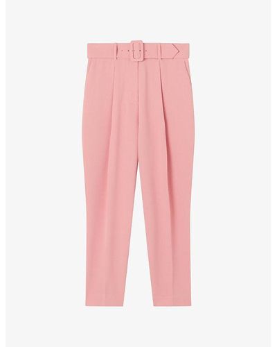 LK Bennett Tabitha Belted-waist High-rise Crepe Trousers - Pink