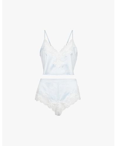 Bluebella Isabella Lace-trim Satin Pyjama Set - White