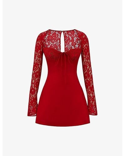 House Of Cb Jennica Underwired-cup Stretch-lace And Satin Mini Dress