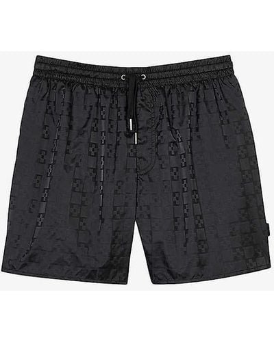 Sandro Jacquard-print Elasticated-waist Regular-fit Woven Swim Shorts - Black