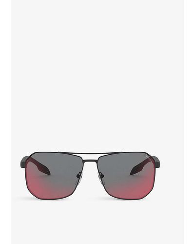 Prada Linea Rossa Ps51vs Octagonal Pilot Sunglasses - Grey