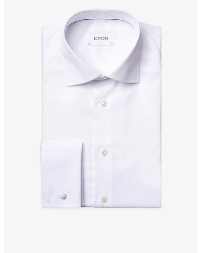 Eton Long-sleeved Pleated-cuff Regular-fit Cotton Shirt - Blue
