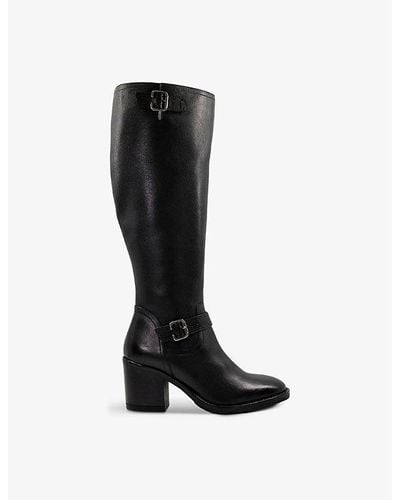 Dune Trelis Heeled Knee-high Leather Boots - Black