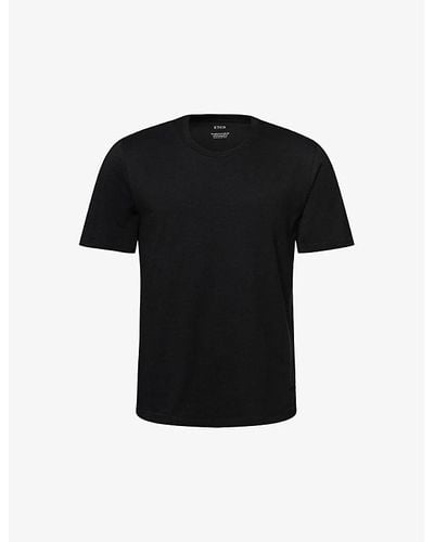 Eton Crewneck Organic Cotton-jersey T-shirt - Black