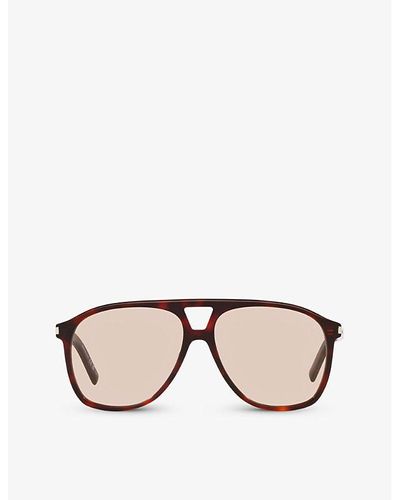 Saint Laurent Ys000473 Sl 596 Dune Rectangle-frame Acetate Sunglasses - Metallic