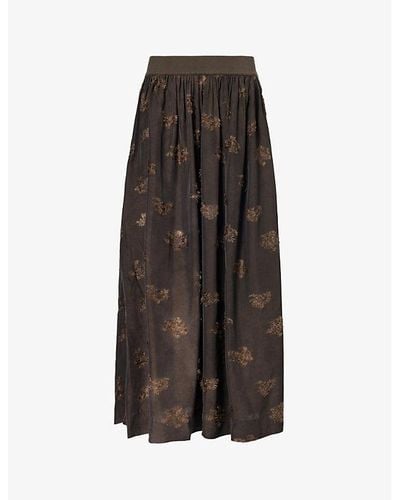 Uma Wang Gillian Distressed-pattern Woven Maxi Skirt - Brown
