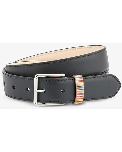 Paul Smith Stripe-pattern Leather Belt - Grey