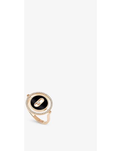 Messika Lucky Move 18ct Rose-gold, Diamond And Onyx Ring - White