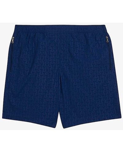 Ted Baker Tjacks Graphic-print Regular-fit Woven Swim Shorts - Blue