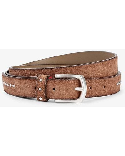 Eleventy Debossed-branding Leather Belt - Brown