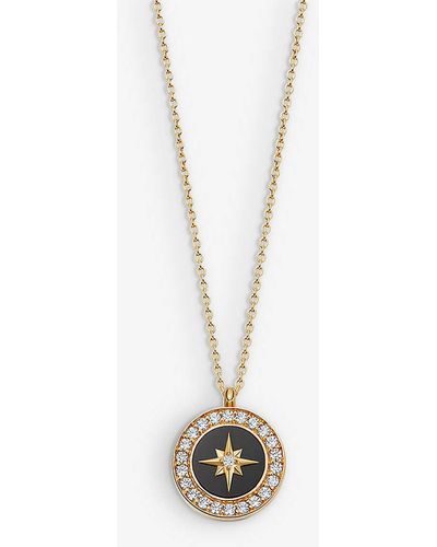 Astley Clarke Polaris 18ct Yellow Gold-plated Vermeil Sterling-silver, Sapphire And Onyx Locket Necklace - White