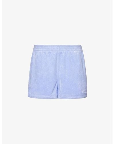 Juicy Couture Perry Split-hem High-rise Bamboo-blend Shorts - Blue