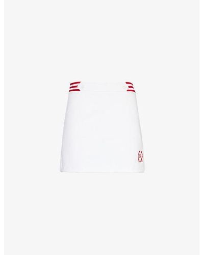 Sporty & Rich Kelly Brand-embroidered Stretch-woven Mini Skirt - White