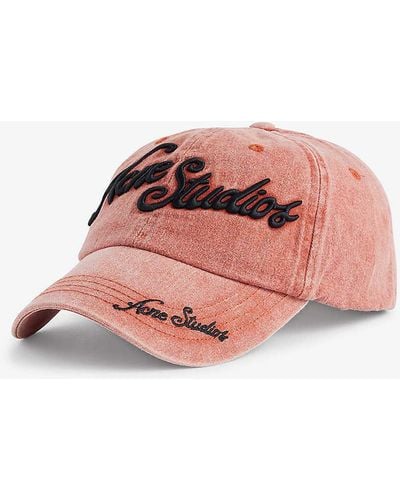 Acne Studios Brand-embroidered Six-panel Cotton-canvas Baseball Cap - Pink
