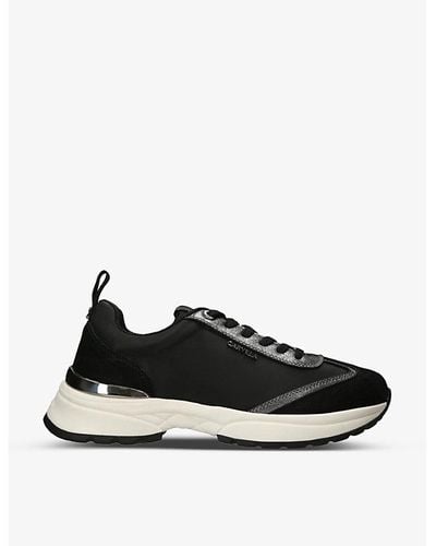 Carvela Kurt Geiger Parade Leather And Woven Low-top Sneakers - Black