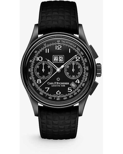 Carl F. Bucherer 00.10803.12.32.01 Heritage Bicompax Annual Stainless-steel And Rubber Automatic Watch - Black