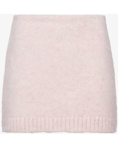 Prada Ribbed-knit Shetland-wool Mini Skirt - Pink