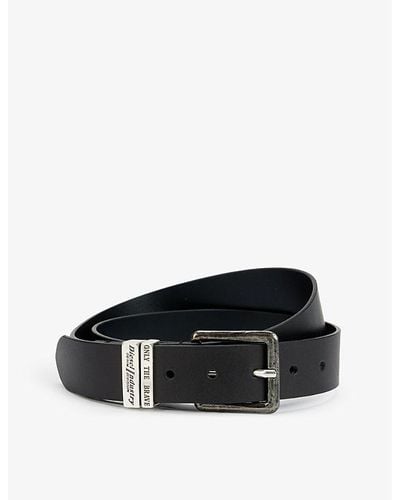 DIESEL B-guarantee Leather Belt - Black