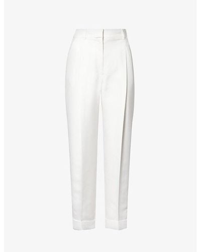 Alexander McQueen Folded-hems Tapered-leg Mid-rise Woven Pants - White