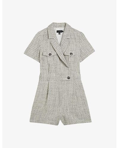 Ted Baker Osamud Wrap-over Boucle Playsuit - Grey