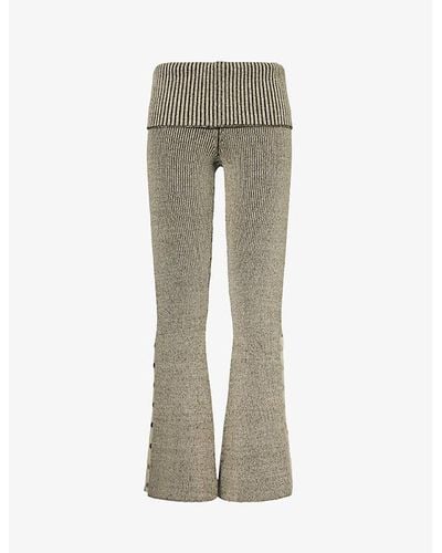 Jaded London Popper-hem Flared-leg Cotton Knitted Trousers - Grey