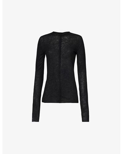 Uma Wang Long-sleeved Brushed-texture Cashmere Knitted Top - Black