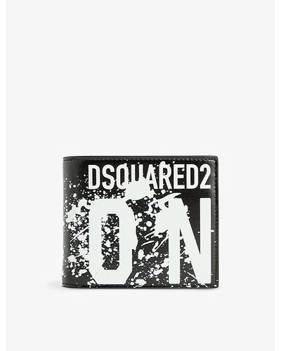 DSquared² Icon Splash Brand-print Leather Bifold Wallet - Black