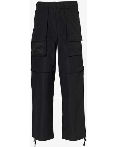 Market Moraine Detachable-panel Regular-fit Straight-leg Woven Trousers - Black